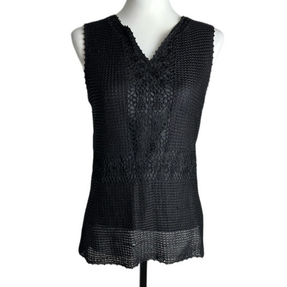 Axcess by Liz Claiborne Black Sheer Mesh Tank Top